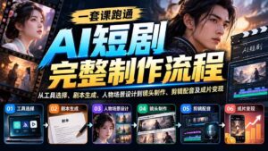 (20742期)一套课跑通AI短剧完整制作流程:从工具选择、剧本生成、人物场景设计到镜头制作、剪辑配音及成片变现-宝藏屋创业网