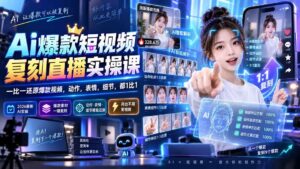 （20304期）最新Ai爆款短视频复刻直播实操课，一比一还原爆款视频，动作，表情，细节，都1比1-宝藏屋创业网