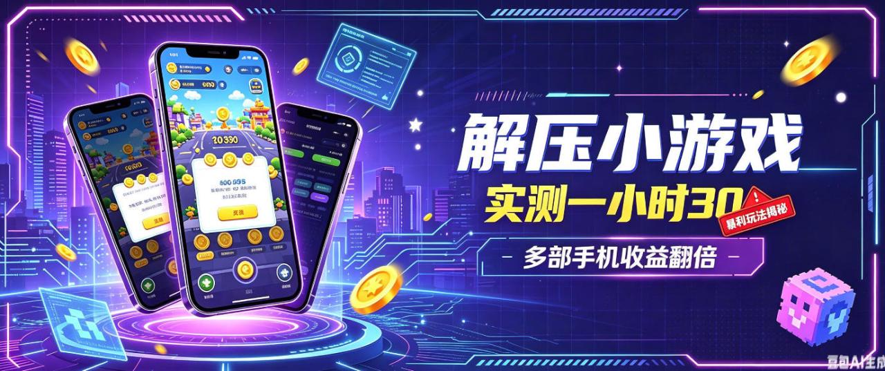 小游戏全流程玩法，实测一小时搞30，简单无脑解压，当天做当天就能看到进账，直接冲就行【揭秘】-宝藏屋创业网