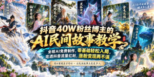 抖音40W粉丝博主的AI民间故事教学，全程AI免费制作，零基础轻松入局，吃透抖音流量红利，涨粉变现两不误-宝藏屋创业网