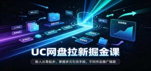 UC网盘拉新掘金课:新人从零起步,掌握多元引流手段,不同作品推广链路-宝藏屋创业网