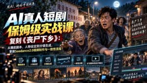 (20360期)AI真人短剧保姆级实战课,复刻《丧尸下乡》:从爆款剧本、人物设定到分镜生成,掌握Seedance2.0视频制作与一致性流程-宝藏屋创业网