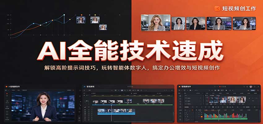 AI全能技术速成：解锁高阶提示词技巧，玩转智能体数字人，搞定办公增效与短视频创作-宝藏屋创业网