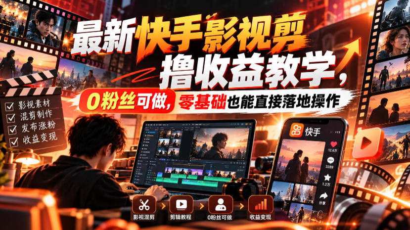 最新快手影视混剪撸收益教学,0粉丝可做,零基础也能直接落地操作 最新快手影视混剪撸收益教学,0粉丝可做,零基础也能直接落地操作