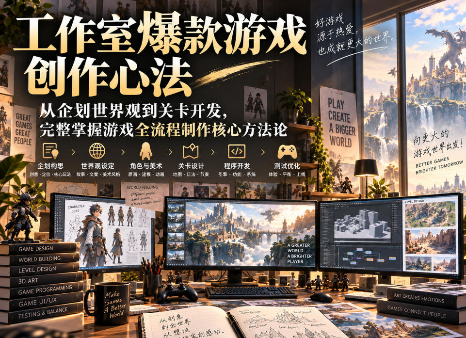 工作室爆款游戏创作心法｜从企划世界观到关卡开发，完整掌握游戏全流程制作核心方法论-宝藏屋创业网