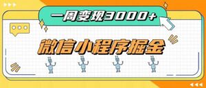 （20194期）一周3000+的微信小程序，通过四种变现方式稳定增收，最强积累型副业-宝藏屋创业网