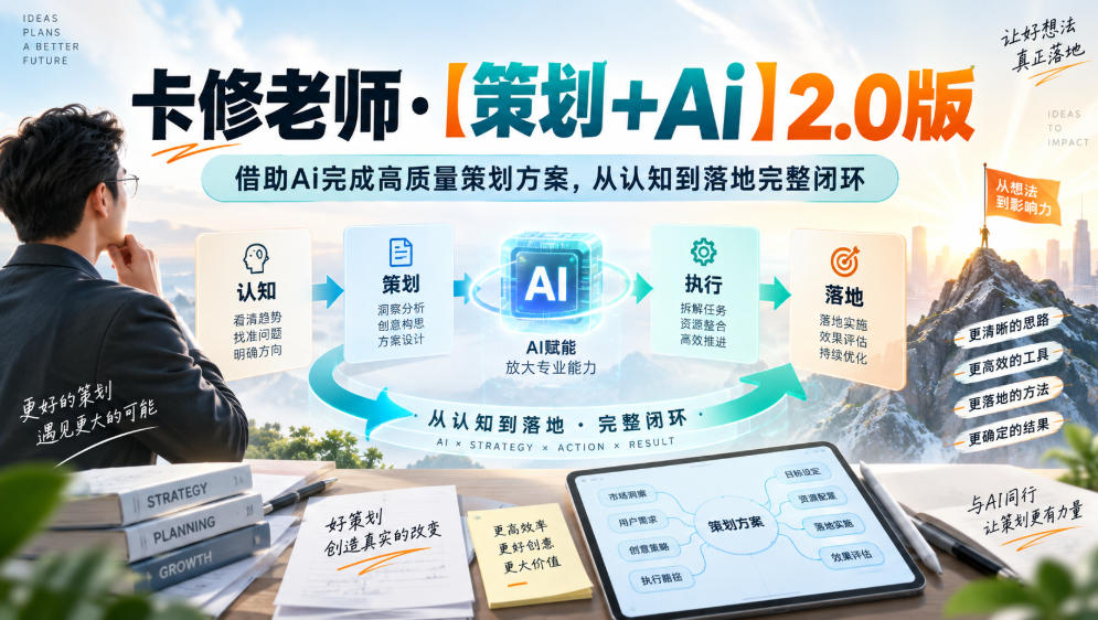 卡修老师·【策划+Ai】2.0版借助Ai完成高质量策划方案，从认知到落地完整闭环-宝藏屋创业网