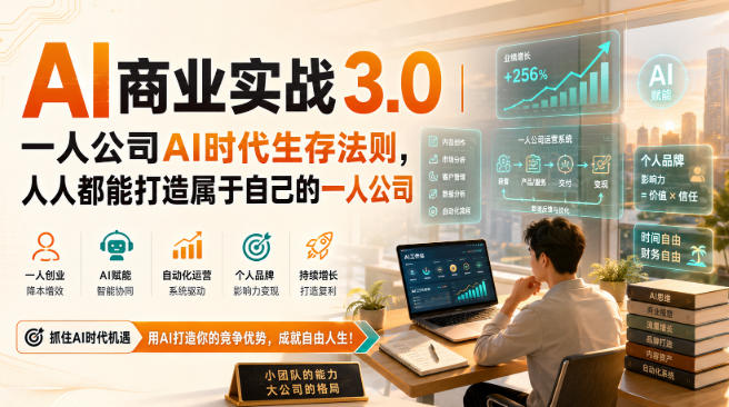 AI商业实战3.0｜一人公司AI时代生存法则，人人都能打造属于自己的一人公司-宝藏屋创业网
