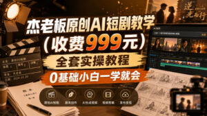 杰老板原创AI短剧教学（收费999元），全套实操教程，0基础小白一学就会，非搬运技术-宝藏屋创业网