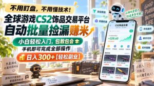 （20454期）全球游戏CS2饰品交易平台自动批量捡漏赚米，小白轻松入门，包教包会，手机即可完成全部操作，日入300+【轻松副业】-宝藏屋创业网