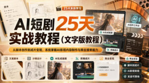AI短剧25天实战教程(文字版教程),从脚本创作到成片变现,系统掌握AI影视内容制作与商业接单能力-宝藏屋创业网