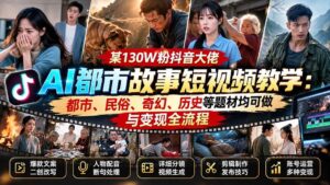（20692期）某130W粉抖音大佬AI都市故事短视频教学：都市、民俗、奇幻、历史等题材均可做与变现全流程-宝藏屋创业网