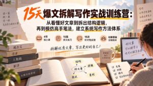(20271期)15天爆文拆解写作实战训练营:从看懂好文章到拆出结构逻辑,再到模仿高手笔法,建立系统写作方法体系-宝藏屋创业网