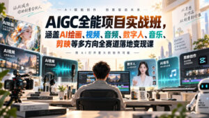 AIGC全能项目实战班,涵盖AI绘画、视频、音频、数字人、音乐、剪映等多方向全赛道落地变现课-宝藏屋创业网