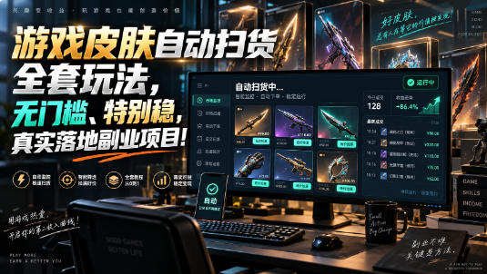 游戏皮肤自动扫货全套玩法，无门槛、特别稳，真实落地副业项目！【揭秘】-宝藏屋创业网