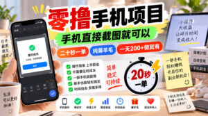 零撸手机项目,手机直接截图就可以,二十秒一单,纯薅羊毛,一天200+做就有【揭秘】-宝藏屋创业网