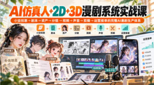 【无水印】AI仿真人+2D+3D漫剧系统实战课,小说创意→剧本→资产→分镜→视频→声音→剪辑→运营接单的完整AI漫剧生产体系-宝藏屋创业网