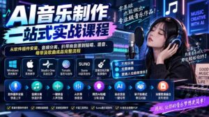 （20490期）AI音乐制作一站式实战课程：从软件插件安装、音频分离、扒带换音源到贴唱、混音、母带及歌曲成品完整流程-宝藏屋创业网