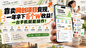 靠卖网创项目变现，一年拿下百个W收益！一台手机就能操作！【揭秘】-宝藏屋创业网