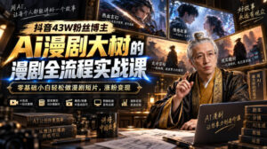抖音43W粉丝博主Ai漫剧大树的漫剧制作全流程实战课，零基础小白轻松做漫剧短片，涨粉变现-宝藏屋创业网