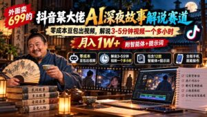 (20648期)外面卖699的抖音某大佬AI深夜故事解说赛道:零成本豆包出视频,解说3-5分钟视频一个多小时,月入1W+附智能体+提示词-宝藏屋创业网