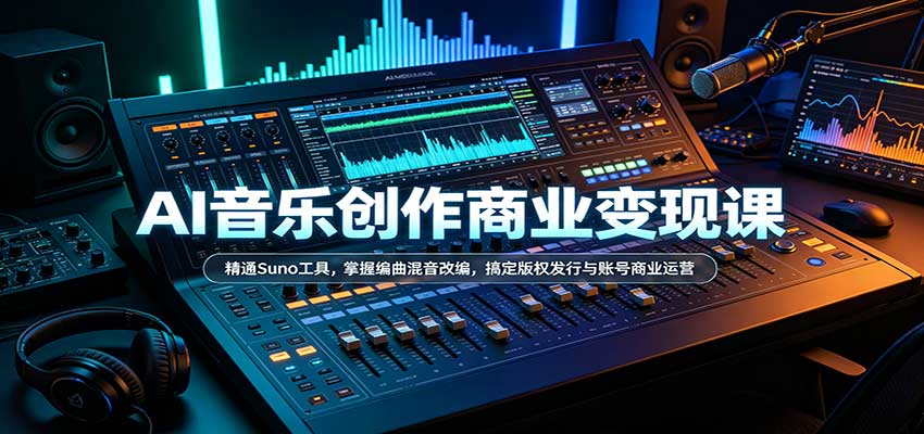 AI音乐创作商业变现课：精通Suno工具，掌握编曲混音改编，搞定版权发行与账号商业运营-宝藏屋创业网