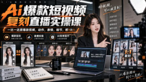 天诺老吴Ai爆款短视频复刻直播实操课,一比一还原爆款视频,动作,表情,细节,都1比1-宝藏屋创业网