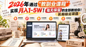 2026年通过“教副业课程”实现月入1-5W!毫无保留的全部教给你!长期稳定项目【揭秘】-宝藏屋创业网