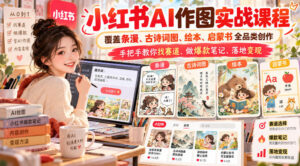 小红书AI作图实战课程,覆盖条漫、古诗词图、绘本、启蒙书全品类创作,手把手教你找赛道、做爆款笔记、落地变现-宝藏屋创业网