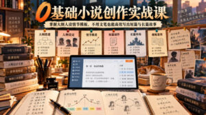 0基础小说创作实战课|掌握大纲人设情节模板,不用文笔也能高效写出短篇与长篇故事-宝藏屋创业网