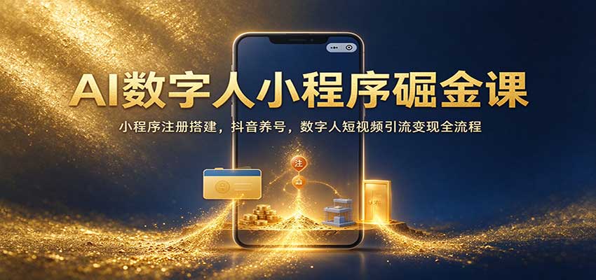 AI数字人小程序掘金课:小程序注册搭建,抖音养号,数字人短视频引流变现全流程 AI数字人小程序掘金课:小程序注册搭建,抖音养号,数字人短视频引流变现全流程