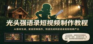 光头强语录短视频制作教程:AI素材生成,配音剪辑操作,快速完成同款语录类短视频产出-宝藏屋创业网