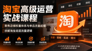 淘宝高级运营实战课程,聚焦店铺权重体系与单品流量起爆,拆解淘宝底层流量逻辑-宝藏屋创业网