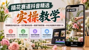(20775期)插花赛道抖音精选实操教学:掌握精选内容方向+花艺素材处理+视频节奏剪辑+中长内容制作完整方法-宝藏屋创业网
