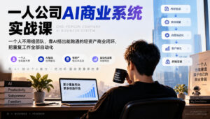 一人公司AI商业系统实战课,一个人不用组团队,靠AI搭出能跑通的轻资产商业闭环,把重复工作全部自动化-宝藏屋创业网