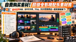 自费购买素材！超级全影视配乐素材库，超40GB内容，全中文分类，Vlog、BGM剪辑用这一套资源就够了！-宝藏屋创业网