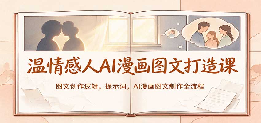 温情感人AI漫画图文打造课：图文创作逻辑，提示词，AI漫画图文制作全流程-宝藏屋创业网