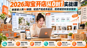 2026淘宝开店从0到1实战课,教普通人用AI做图、轻资产低成本起店,拒绝铺货和盲目囤货-宝藏屋创业网