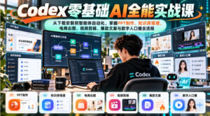 Codex零基础AI全能实战课:从下载安装到智能体自动化,掌握知识库搭建、电商出图、视频剪辑、爆款文案与数字人口播全流程-宝藏屋创业网
