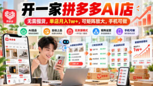 开一家拼多多AI店,无需囤货,单店月入1w+,可矩阵放大,手机可做【揭秘】-宝藏屋创业网