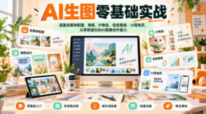 AI生图零基础实战,涵盖自媒体配图、海报、IP角色、信息图表、UI落地页,从零搭建你的AI图像创作能力-宝藏屋创业网