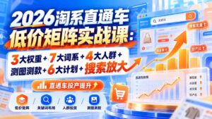 （20761期）2026淘系直通车低价矩阵实战课：3大权重+7大词系+4大人群+测图测款+6大计划+搜索放大-宝藏屋创业网