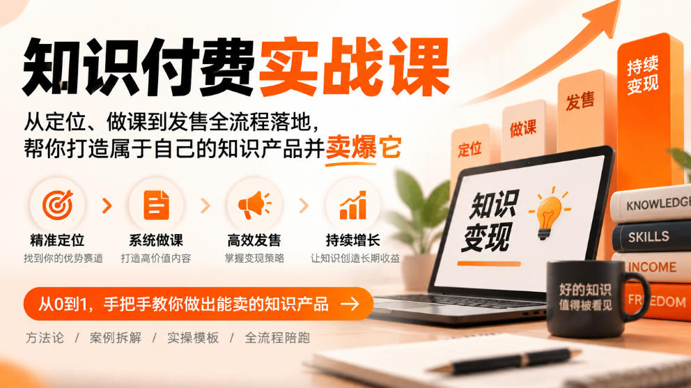 知识付费实战课：从定位、做课到发售全流程落地，帮你打造属于自己的知识产品并卖爆它-宝藏屋创业网