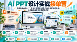 AI PPT设计实战接单营|零基础学AI做PPT,淘宝应聘写手/闲鱼开店接单双路径教学,从工具准备到交付变现全闭环-宝藏屋创业网
