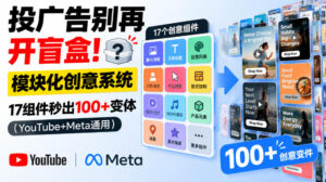 投广告别再开盲盒!模块化创意系统,17组件秒出100+变体(YouTube+Meta通用)【原创双语字幕】-宝藏屋创业网