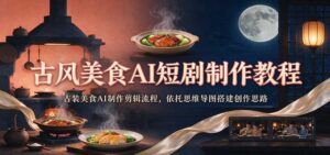 古风美食AI短剧制作教程:古装美食AI制作剪辑流程,依托思维导图搭建创作思路-宝藏屋创业网