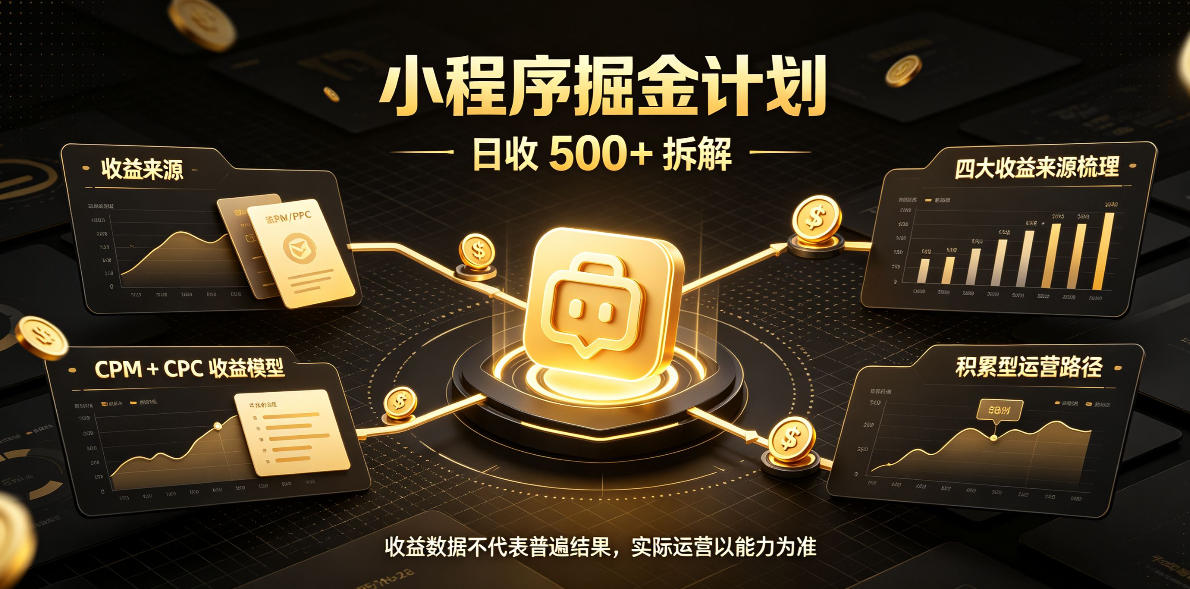 小程序推广计划，日收500+，腾讯官方打款，客户留存率高，收益长期稳定【揭秘】-宝藏屋创业网