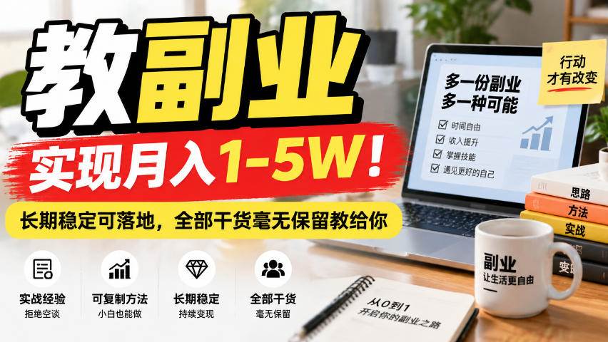 （20806期）“教副业”实现月入1-5W！长期稳定可落地，全部干货毫无保留教给你-宝藏屋创业网