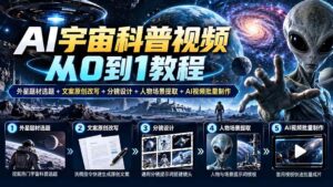 （20774期）AI宇宙科普视频从0到1教程｜外星题材选题+文案原创改写+分镜设计+人物场景提取+AI视频批量制作-宝藏屋创业网