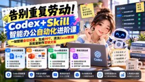 (21001期)告别重复劳动!Codex+Skill智能办公自动化进阶课:一键整理会议纪要、生成PPT、清洗Excel数据及批量制作营销文案-宝藏屋创业网